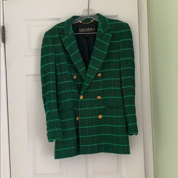 Escada green plaid jacket - Picture 2 of 2
